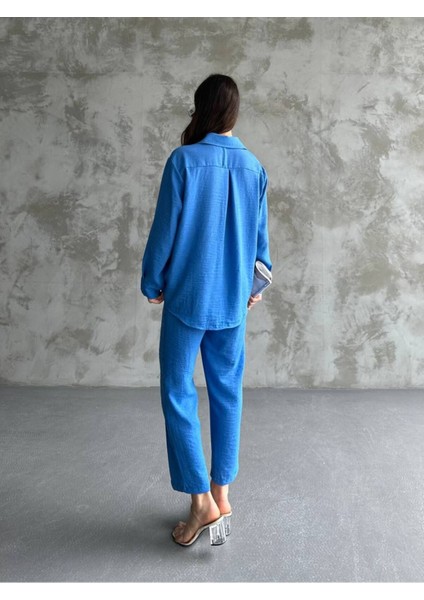 Kadın Ikili Keten Gömlek Pantolon Alt Üst Takım modelleri