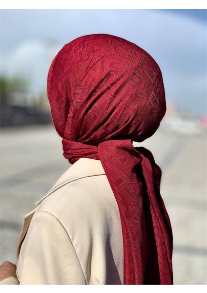 Pamuk Jakar F Logo Bordo Şal