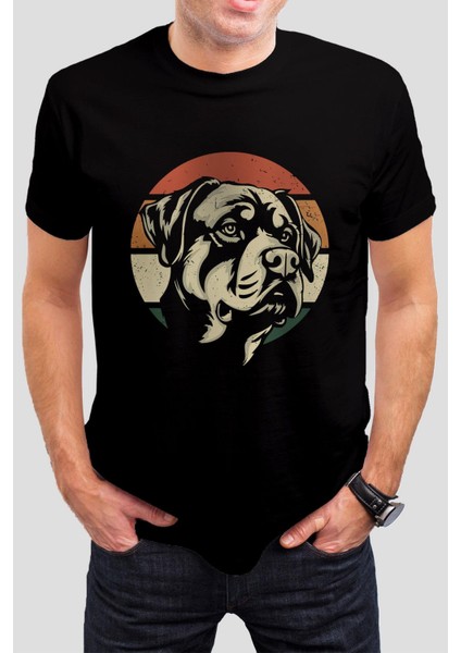 Köpek Baskılı Siyah Tişört C718
