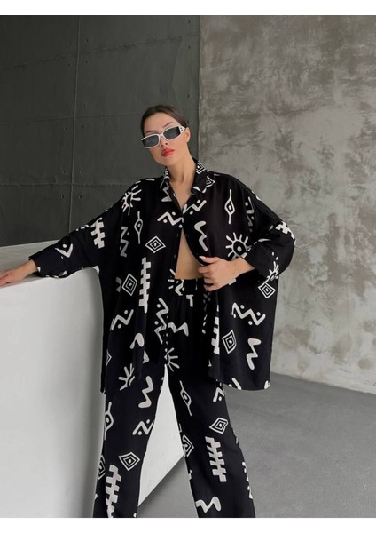 Alt Üst Keten Takım Desenli Oversize fiyatları