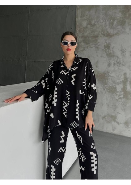 Alt Üst Keten Takım Desenli Oversize indirimleri