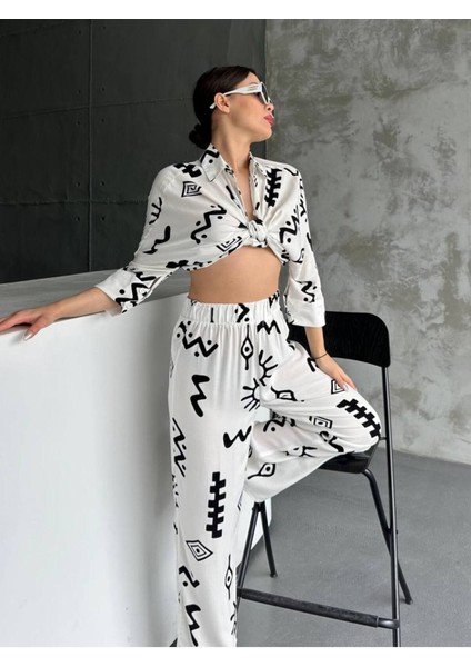 Alt Üst Keten Takım Desenli Oversize fiyatları