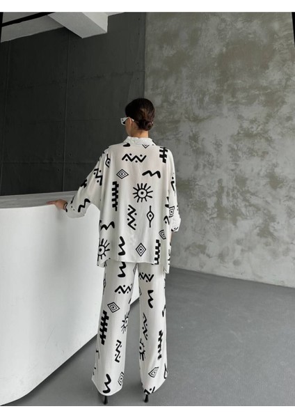 Alt Üst Keten Takım Desenli Oversize fırsatları