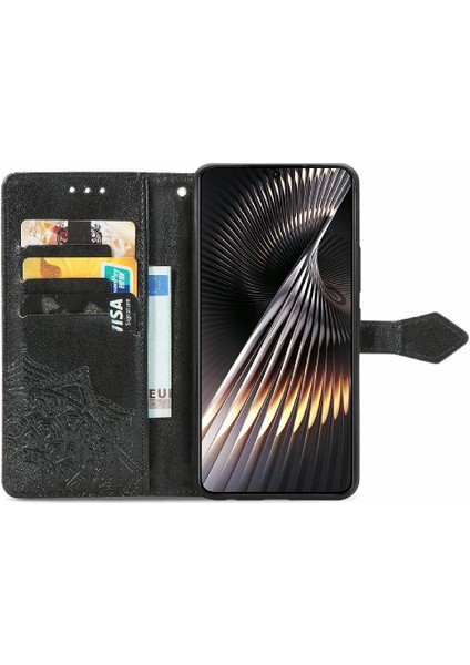 Xiaomi Poco F6 Deri Kılıf Için Flip Case Zarif Desen Kapak Çevirin (Yurt Dışından)
