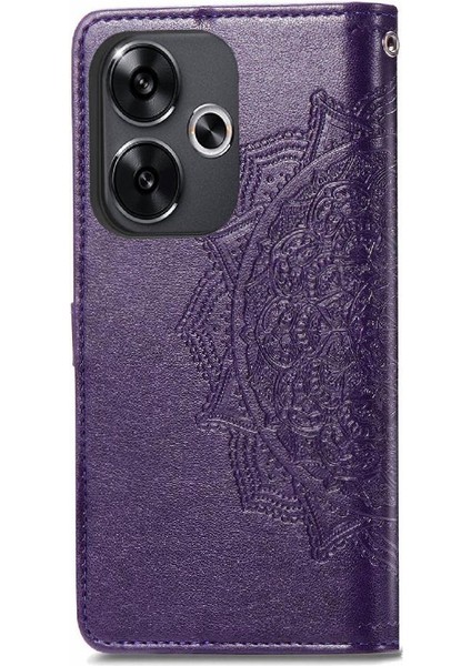 Xiaomi Poco F6 Deri Kılıf Için Flip Case Zarif Desen Kapak Çevirin (Yurt Dışından)