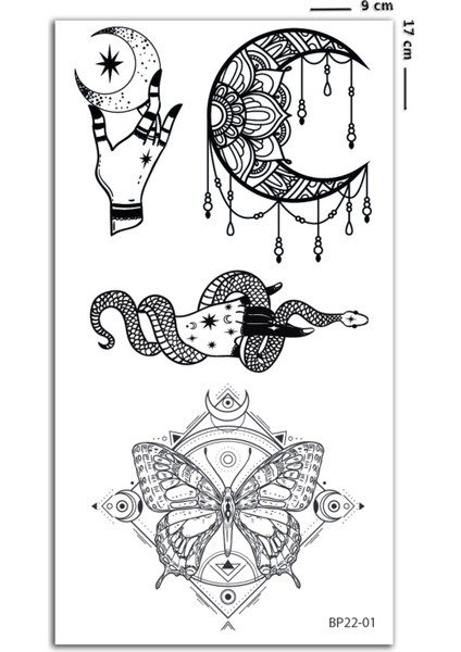 Mystique Kelebek Ay ve Yılan Geçici Vücut Dövmesi fırsatları