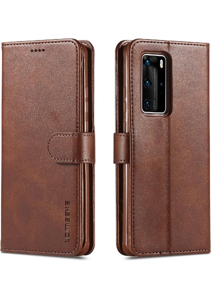 Huawei P40 Buzağı Doku Yatay Kapak Kılıf Için Tutucu ile (Yurt Dışından)