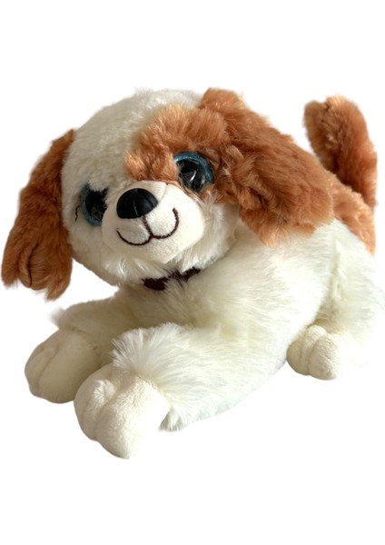 Peluş Köpek Havlayan Yatan Sevimli Peluş Köpek 25 cm Yatan Sesli Köpek Peluş