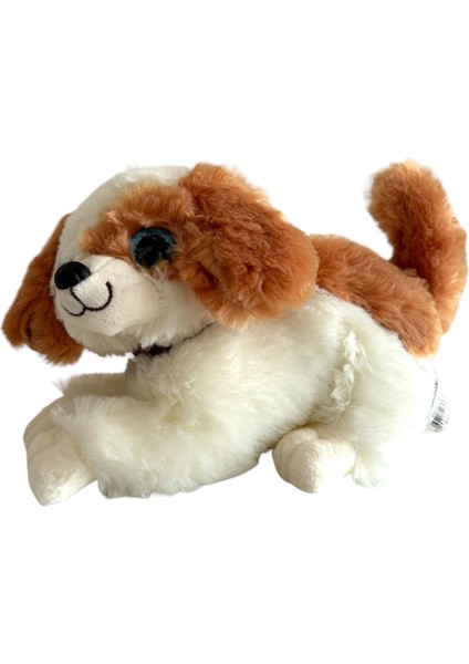Peluş Köpek Havlayan Yatan Sevimli Peluş Köpek 25 cm Yatan Sesli Köpek Peluş