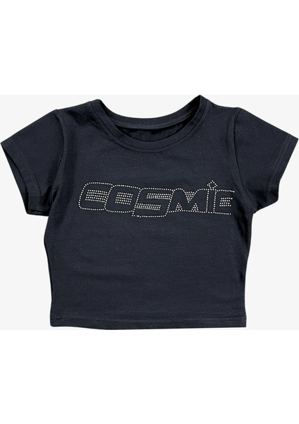 Cosmic Taşlı Kadın Crop Tişört