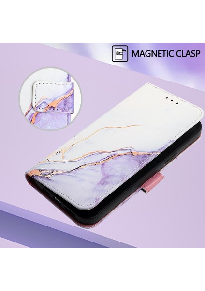 Huawei P20 Pro Pu Deri Cüzdan Mermer Desen Kickstand Için Kılıf (Yurt Dışından)