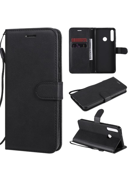 Huawei Y6P Yüksek Kaliteli Deri Klasik Düz Renk Için Flip Case (Yurt Dışından)