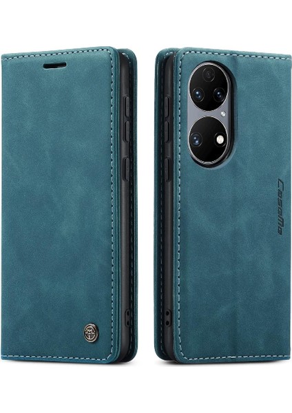 Huawei P50 Manyetik Kapatma Darbeye Vintage Pu Deri Için Flip Case (Yurt Dışından)