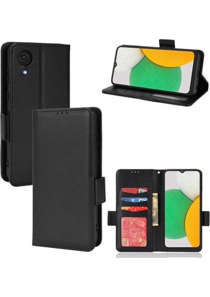 Samsung Galaxy A03 Çekirdek Cüzdan Pu Deri Yan Toka Kart Yuvaları (Yurt Dışından)