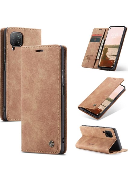 Huawei P40 Lite Için Flip Case Kılıf Kart Yuvası Kickstand Vintage Pu Deri (Yurt Dışından)