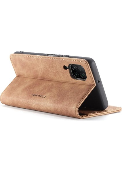 Huawei P40 Lite Için Flip Case Kılıf Kart Yuvası Kickstand Vintage Pu Deri (Yurt Dışından)