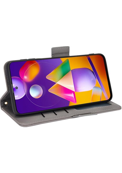 Samsung Galaxy M31S Için Kılıf Kart Yuvaları Tutucu Manyetik Cüzdan Yan Toka (Yurt Dışından)