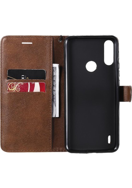 Motorola Moto E7 Güç Iş Cüzdan Telefon Kılıfı Için Kart ile Flip Case (Yurt Dışından)