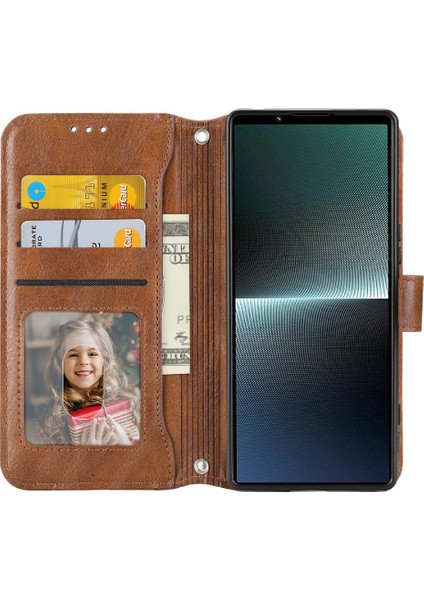 Sony Xperia 5 V Kickstand Kart Tutucu Askı Manyetik Pu Için Flip Case (Yurt Dışından) indirimleri
