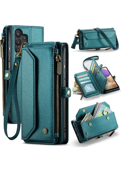Samsung Galaxy A32 5g Fermuar Faturaları Yuvası Rfid Engelleme Için Crossbody Durumda (Yurt Dışından)