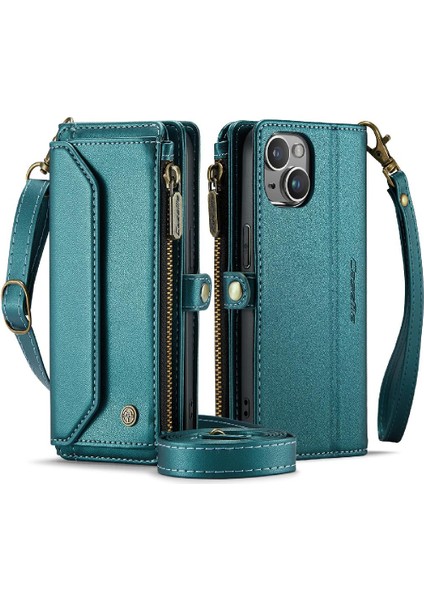 Iphone 14 Için Crossbody Durumda Kart Tutucu Kılıf Cüzdan Fermuar Faturaları Yuvası Için (Yurt Dışından)