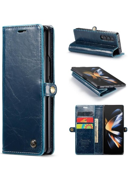 Samsung Galaxy Z Için Flip Case Fold 4 5g Çılgın At Pu Deri Retro (Yurt Dışından)