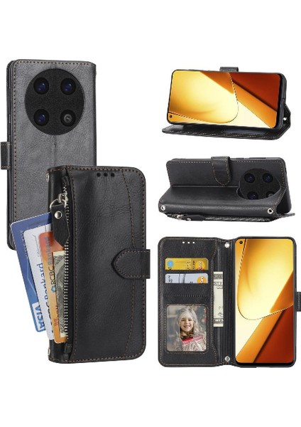 Manyi Mall Huawei Mate 60 Pro Için Flip Case Kayış Pu Deri Kickstand Manyetik Kart (Yurt Dışından)