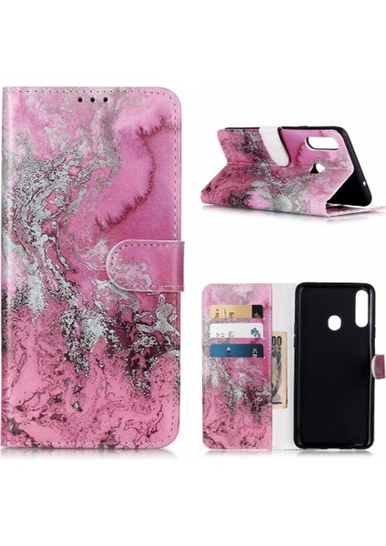 Samsung Galaxy A20S Manyetik Pu Deri Cüzdan Kart Yuvaları Için Flip Case (Yurt Dışından)