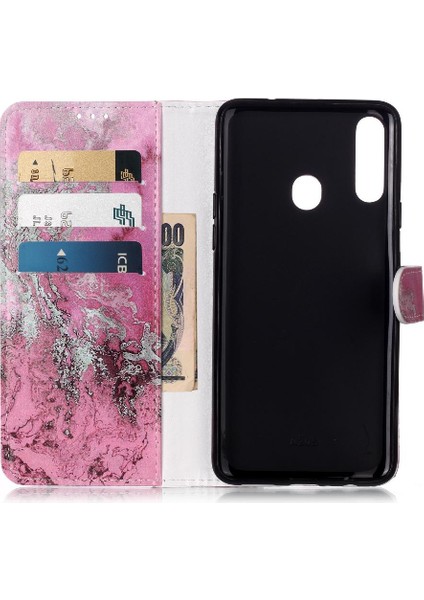 Samsung Galaxy A20S Manyetik Pu Deri Cüzdan Kart Yuvaları Için Flip Case (Yurt Dışından)