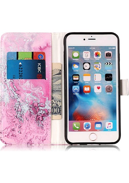 Iphone 7/8 Için Flip Case Tam Koruma Manyetik Mermer Desen Pu Cüzdan (Yurt Dışından)