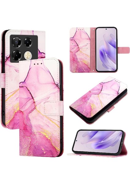 Infinix Not 40 Pro 4g Cüzdan Mermer Desen Pu Deri Kickstand Için Kılıf (Yurt Dışından)