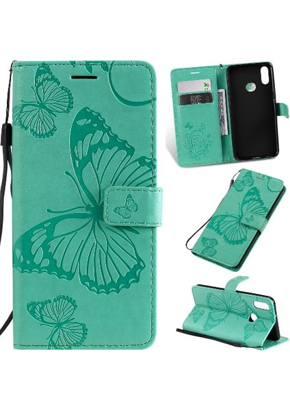 Samsung Galaxy A10S Manyetik Kapak Için Flip Case Pu Deri Kapak Kickstand (Yurt Dışından)