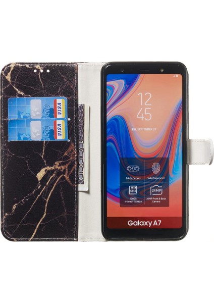 Samsung Galaxy A7 2018 Için Flip Case Mermer Desen Tam Koruma Pu (Yurt Dışından)