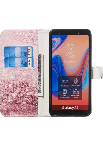 Samsung Galaxy A7 2018 Için Flip Case Mermer Desen Tam Koruma Pu (Yurt Dışından)