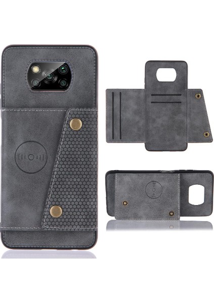Xiaomi Poco X3 Nfc Buit Için Cüzdan Kılıf Demir Kickstand Cüzdan Kılıf Kartı (Yurt Dışından)