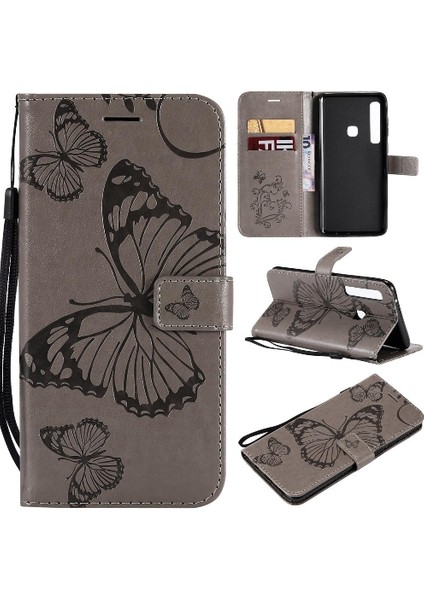 Samsung Galaxy A9 2018 Için Flip Case Manyetik Kapak Pu ile Kickstand Çevirin (Yurt Dışından)