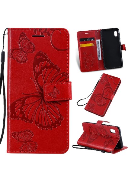 Samsung Galaxy A10E Için Flip Case Kart Yuvası Standı ile Kickstand Pu Çevirin (Yurt Dışından)