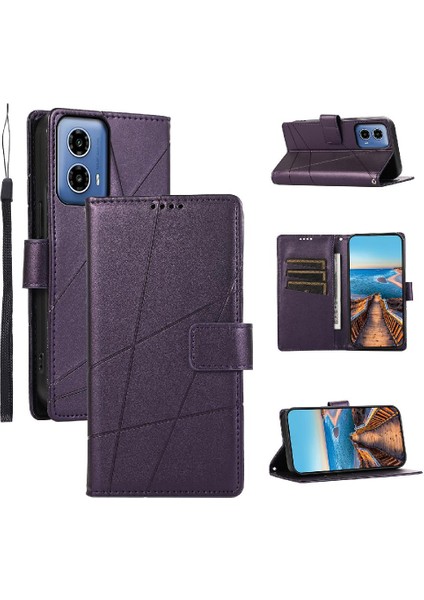 Motorola Moto G34 Şok Emici Darbeye Üç Kart Için Flip Case (Yurt Dışından)