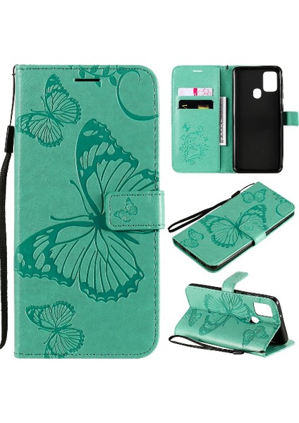 Samsung Galaxy A21S Darbeye Kapak Flip Case Kickstand ile Pu (Yurt Dışından)