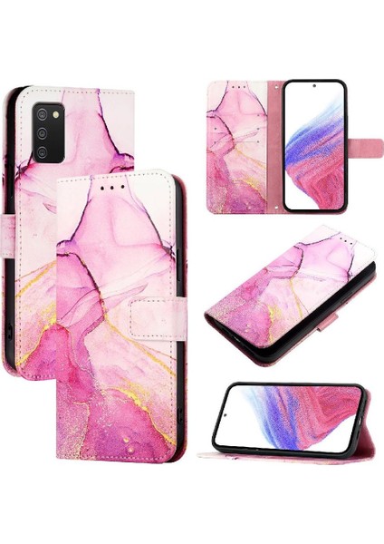 Samsung Galaxy A02S Pu Deri Mermer Desen Kickstand Cüzdan (Yurt Dışından)