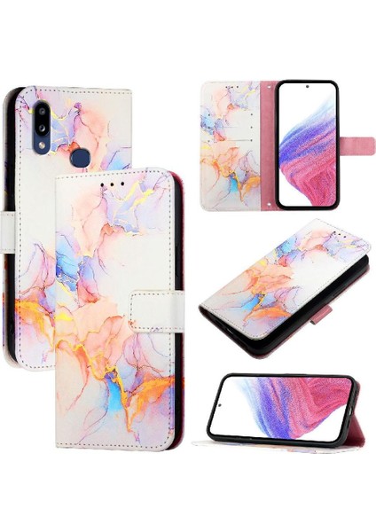 Samsung Galaxy A10S Pu Deri Kickstand Cüzdan Mermer Desen (Yurt Dışından)