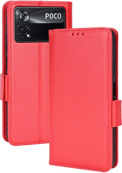 Xiaomi Poco X4 Pro 5g Pu Deri Manyetik Yan Toka Cüzdan Kartı (Yurt Dışından)