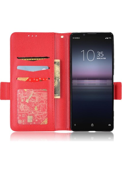 Sony Xperia 1 Ii Için Kılıf Manyetik Pu Deri Yan Toka Kart Yuvaları (Yurt Dışından)