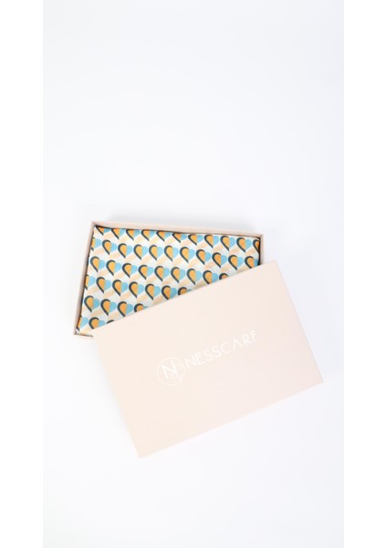 Kalp Desenli Mavi Soft Eşarp 95X95 modelleri