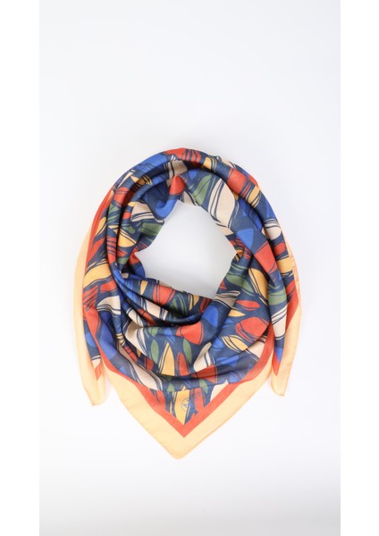 Yaprak Desenli Lacivert Soft Eşarp 95X95