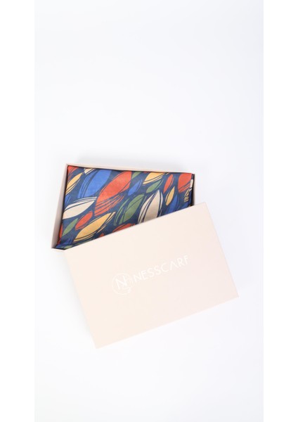 Yaprak Desenli Lacivert Soft Eşarp 95X95 modelleri