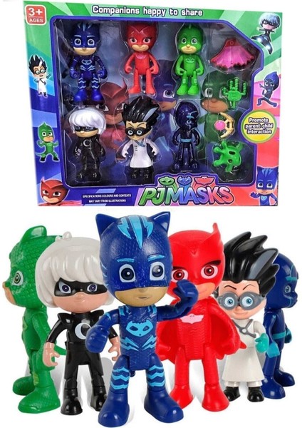 Pj Masks Catboy Owlette Gekko 6'lı 10 Parça Oyun Seti