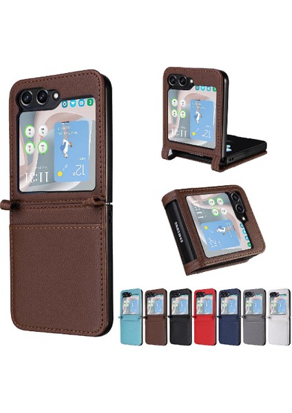 Samsung Galaxy Z Flip 5 Cüzdan Için Kılıf Yan Toka Kart Yuvaları Tutucu Pu (Yurt Dışından)