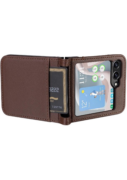 Samsung Galaxy Z Flip 5 Cüzdan Için Kılıf Yan Toka Kart Yuvaları Tutucu Pu (Yurt Dışından)
