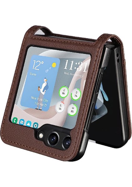 Samsung Galaxy Z Flip 5 Cüzdan Için Kılıf Yan Toka Kart Yuvaları Tutucu Pu (Yurt Dışından)